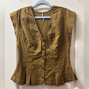 Free People Brown Button-Front Blouse